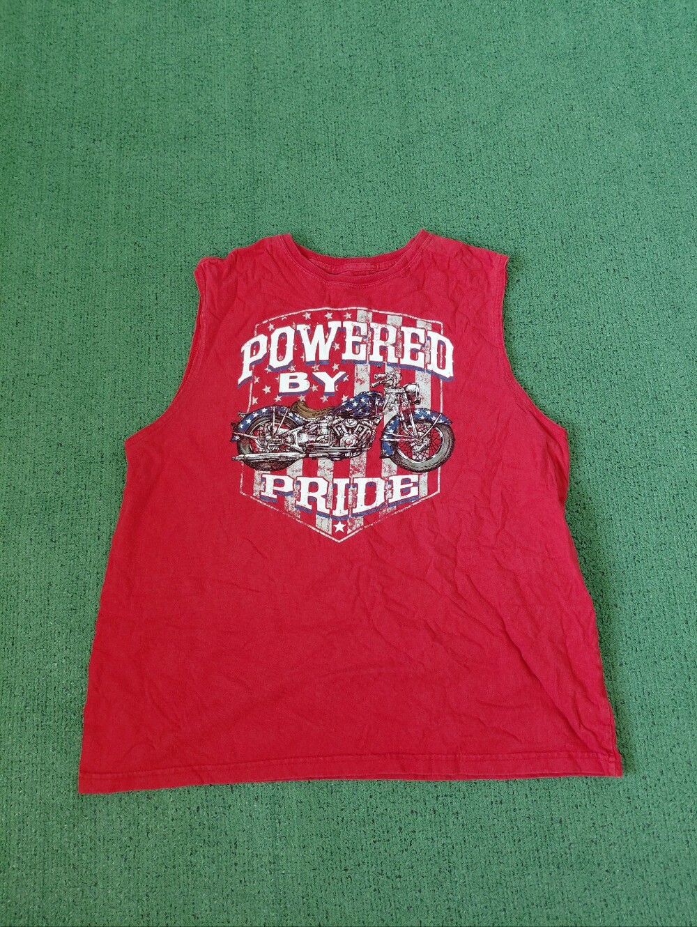 Powered By Pride Patriotic USA Motorcycle Biker Tank Top Sz Large